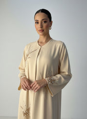 C 1834 Beige Beaded Abaya