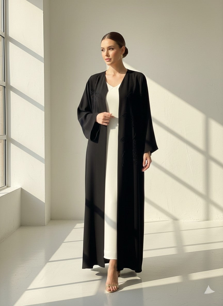 C 1838 Black Embroidered Abaya