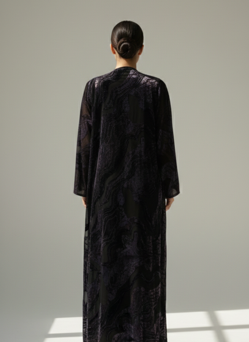 C 1784-02 Purple Velvet Abaya
