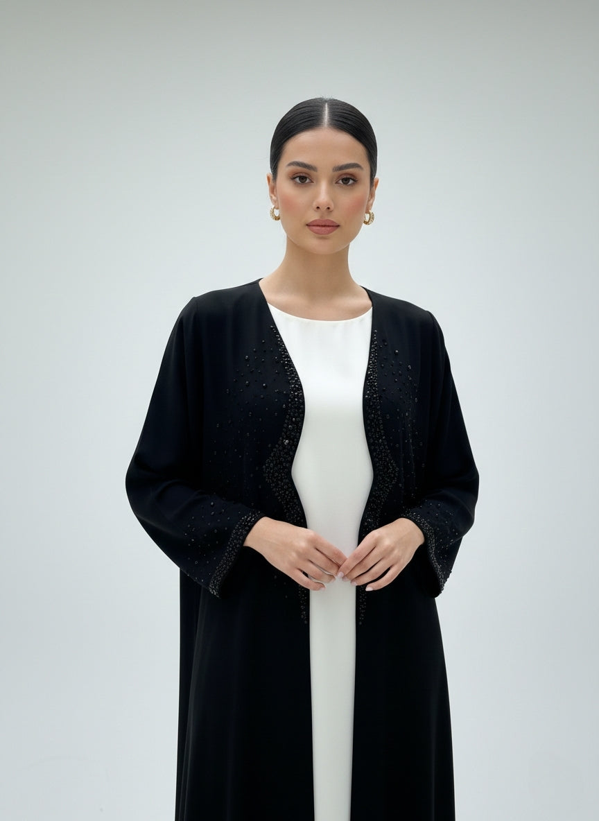 C 1843 Black Beaded Abaya
