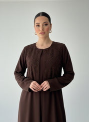 C 1835 Brown Beaded Abaya