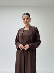 C 1836 Brown Beaded Abaya