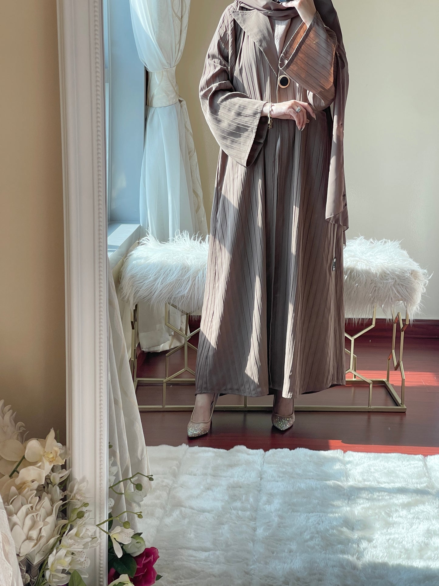 C-LightBrown-Striped-Coat-Abaya-Set