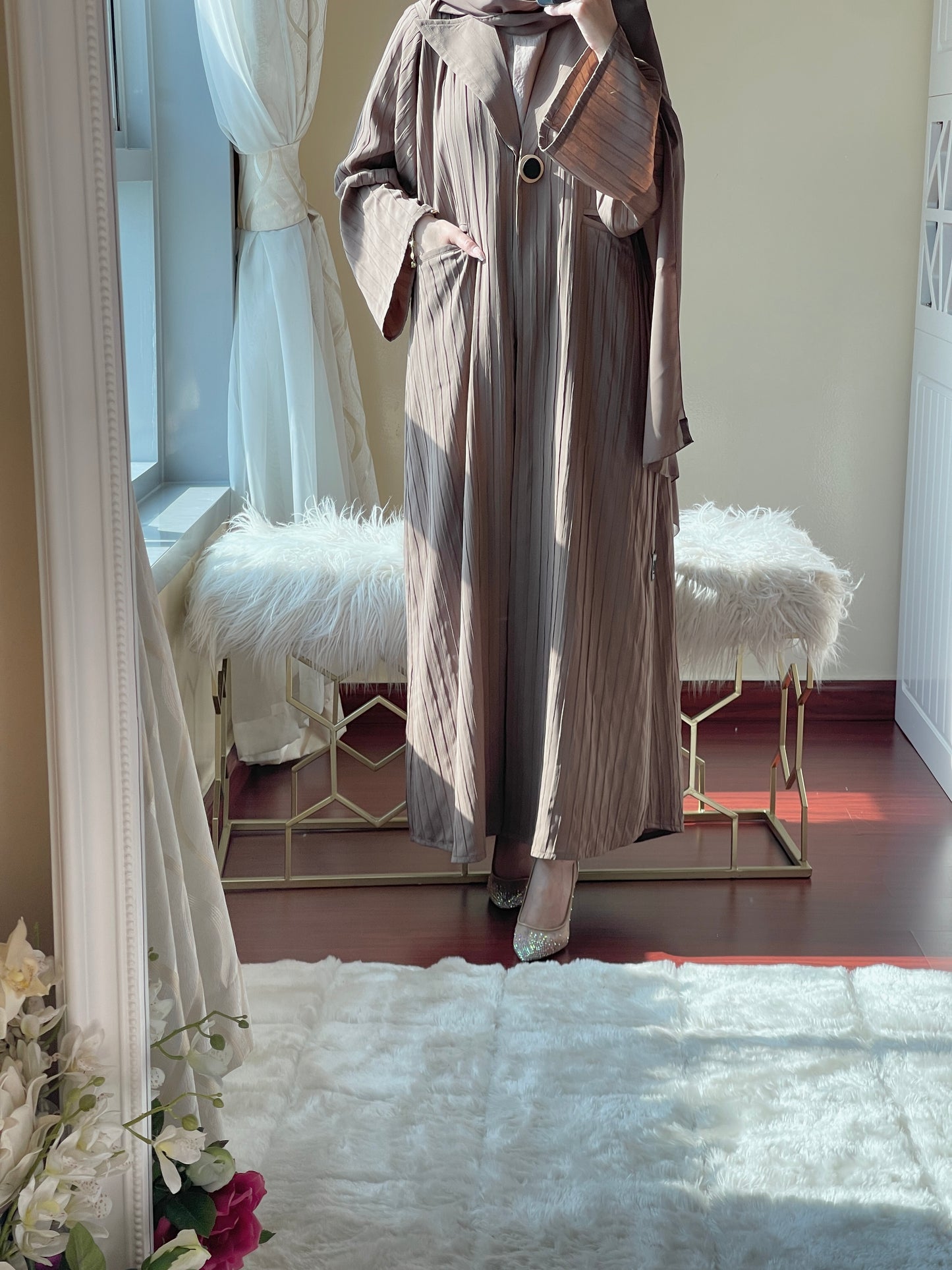 C-LightBrown-Striped-Coat-Abaya-Set