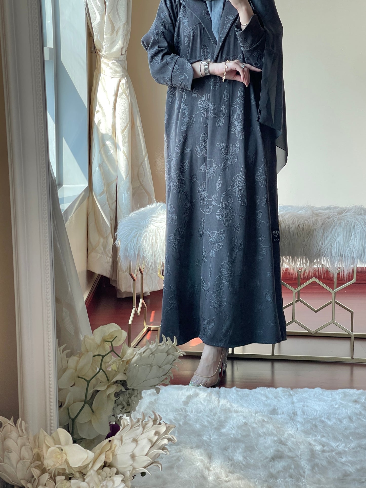 C-Floral-Grey-Coat-Abaya-Set