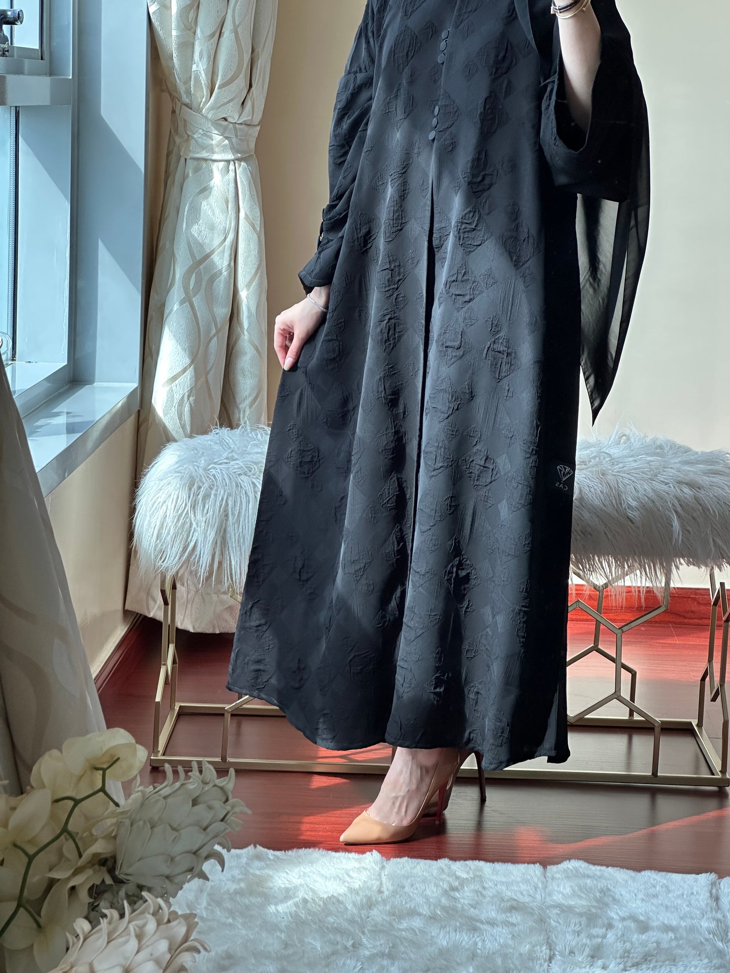 C RTW Black Work Abaya Set 77